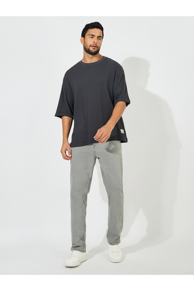 Styli Waffle Knit Oversized T-Shirt with Turn Up Sleeve