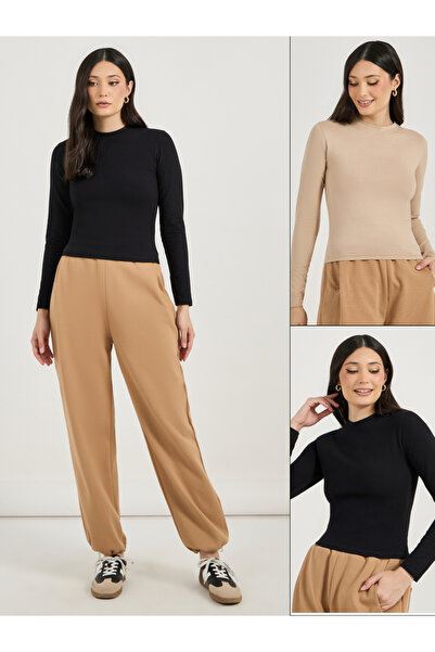 Styli عبوة من قطعتين - تي شيرت سادة برقبة دائرية