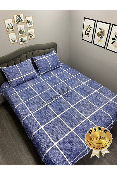 Çetinhome Set dublu Kaptone Pique 4 anotimpuri Roșu Albastru