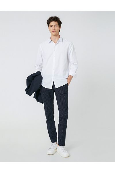 Koton Sports Shirt Slim Fit Classic Collar Long Sleeve Non Iron