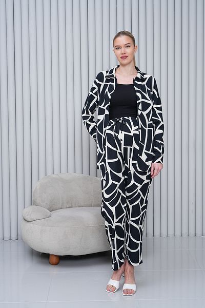Miss Dünya Lissa Pregnant and Maternity Long Sleeve Printed Shirt Pants Top and Bottom Set