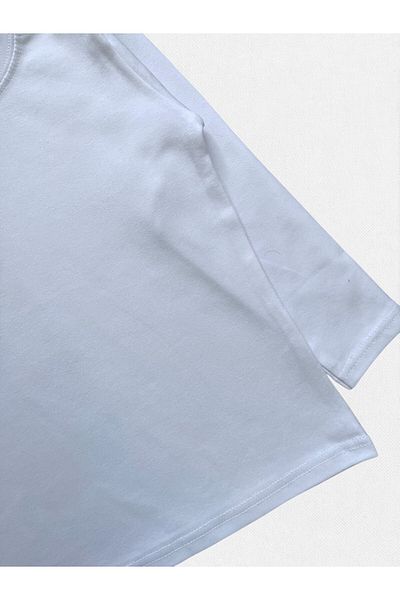 Fil Kids Girl's Bodysuit Badi 100% Cotton White Plain Crew Neck Long Sleeve