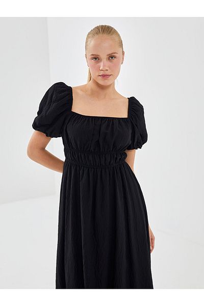 LC Waikiki Rochie de damă cu guler pătrat negru