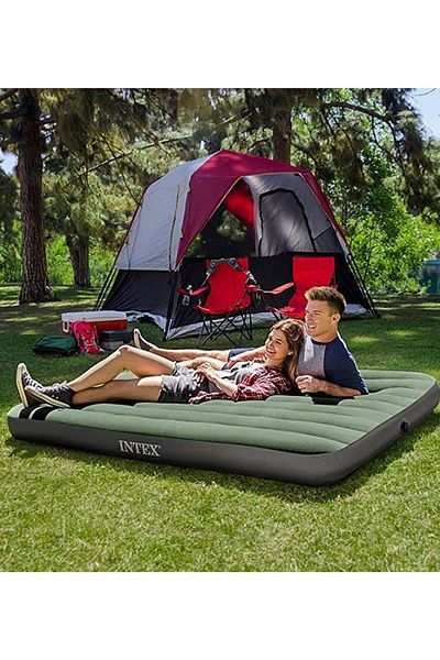 sharpdo Dura Beam Downy Airbed With Foot Bip Twin Size PVC Dark Green/Grey 191 X 99 X 25cm