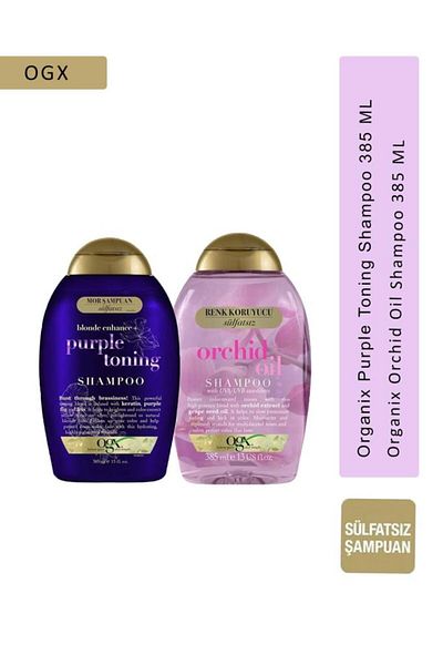 OGX Purple Toning 385 ml Shampoo + Ogx Orchid Oil Shampoo 385 ml