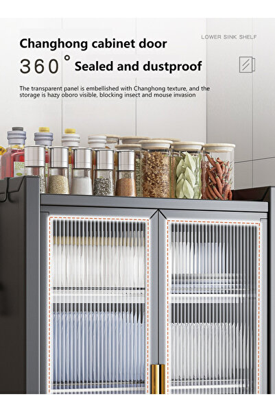 sharpdo Home Kitchen Dish Storage Cabinet With 4 Storage Hooks