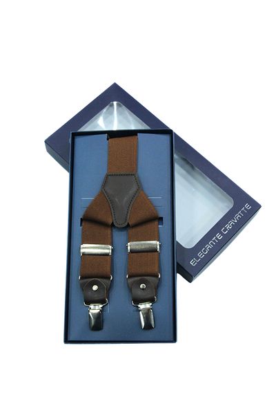 Elegante Cravatte Καφέ Χρώμα Luxury Salopet Παντελόνι Κρεμάστρα