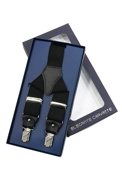 Elegante Cravatte Μαύρο Χρώμα Micro Pattern Luxury Salopet Παντελόνι Κρεμάστρα