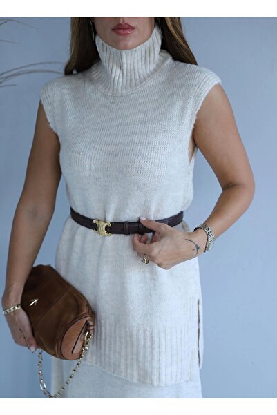 Purple by Banu طقم تنورة وسترة بدون أكمام من إكرو