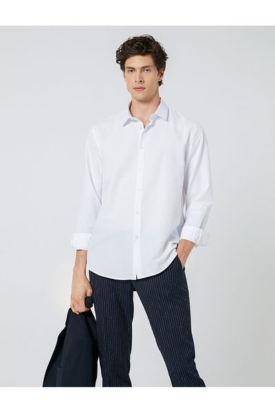 Koton Sports Shirt Slim Fit Classic Collar Long Sleeve Non Iron