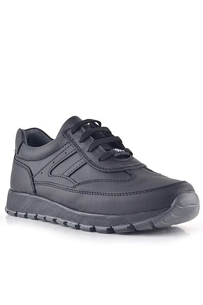 Rakerplus Genuine Leather Black Lace-Up Sports Casual Shoes