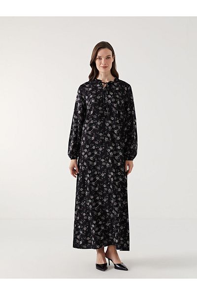 LC Waikiki Rochie de damă florală cu guler negru