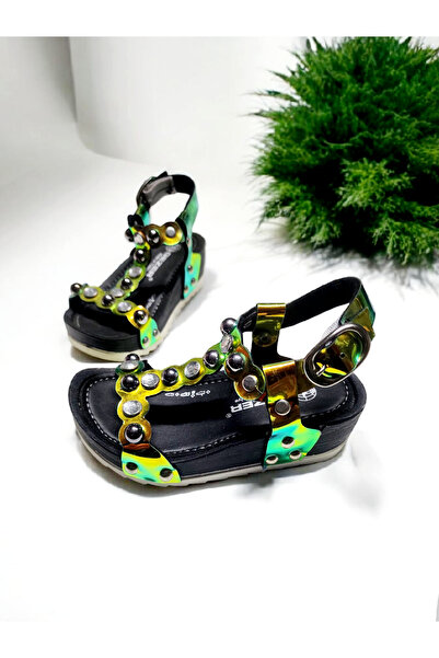GEZER Summer Pearl and Stone Detailed Buckle Adjustable Sandals