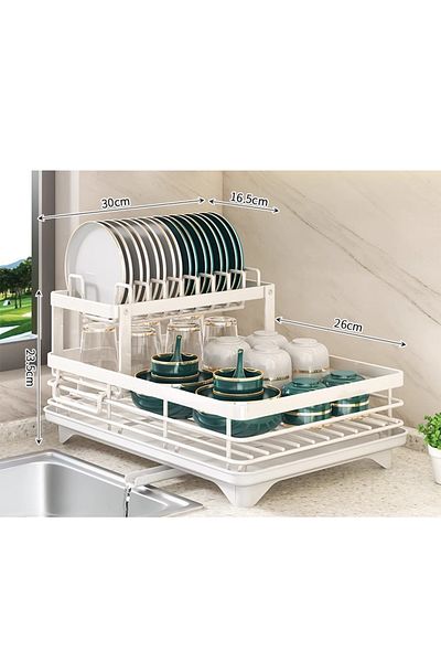 sharpdo Kitchen Multi-Functional Stainless Steel Double-Layer Storage Rack 42.6*30*23.5CM