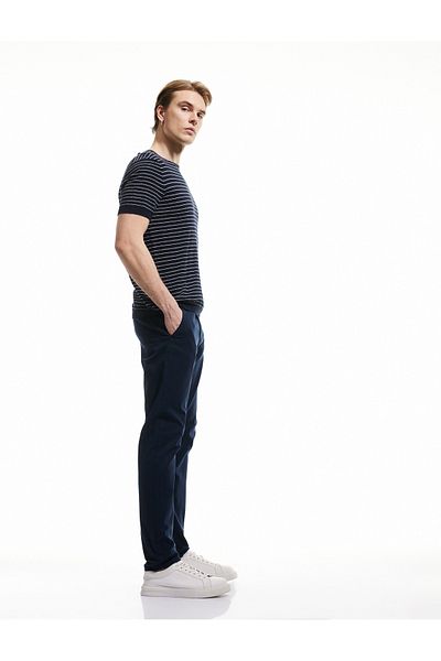 Koton Cotton Buttoned Chino Slim Fit Trousers with Pocket Detail