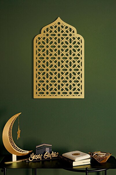Wall Art İstanbul Mihrap Motifli Metal İslami Duvar Tablosu - Dini Ev Dekoras...