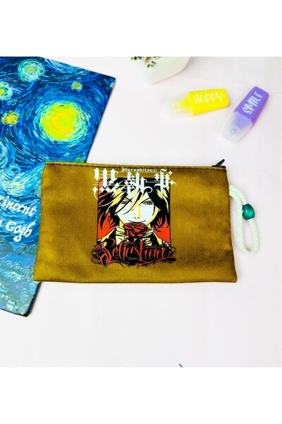 Gift Moda محفظة حامل قلم من القماش بتصميم الرسوم المتحركة Kuroshilsuji