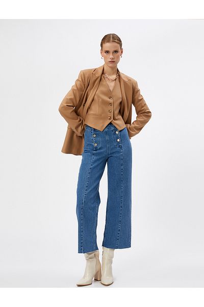 Koton Wide Cropped Jeans High Waist - Sandra Jeans
