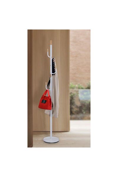 Danube Home Martis Coat Hanger Metal Clothing Rack with Modern Hooks L 28 W 28 X H 176 cm White
