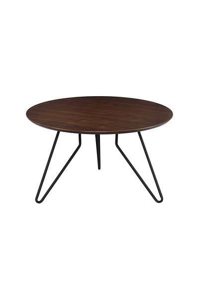 Danube Home Jace Round Coffee Table  L75xW75xH43cm - Walnut / Black