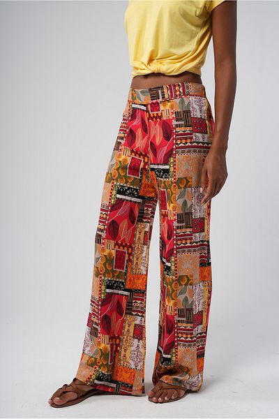 Hopoi Women's Geometric Pattern Wide Leg Pants
