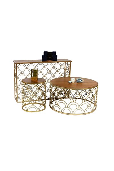 Danube Home Lorcan Coffee Table L91.5xW91.5xH49cm - Walnut/Gold