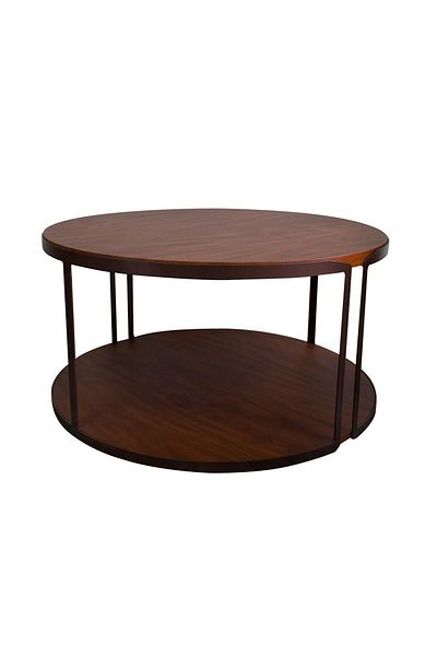 Danube Home Venveto Round Coffee Table  L90xW90xH45cm - Walnut/Black