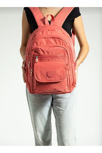 GP GUES POLO Fcstore Large Size Pink Water Resistant Clinker Backpack - Laptop and School Bag