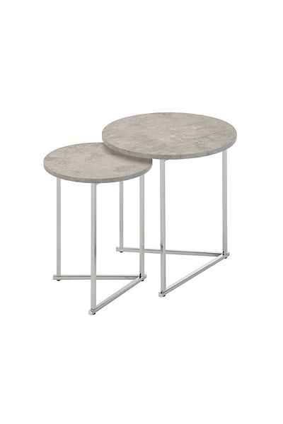 Danube Home Mesen Nesting Table Set of 2  L45xW45xH49cm - Grey