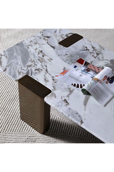 Danube Home Union Coffee Table  L135xW72xH36cm - White/Antique Bronze