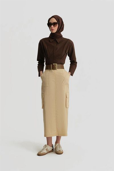 Armine Cargo Pocket Pencil Skirt Moonstone 25Y1824