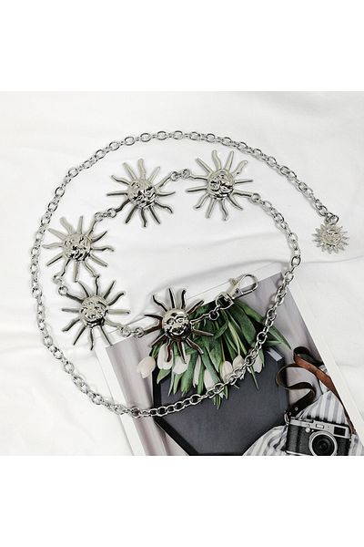 Choice 105cm Sun Chain Si Gold Chain Belt Female Waist Moon Sun Metal Belts For Women Punk Dress Waistband