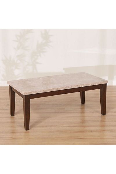 Danube Home Brody Marble Coffee Table  L127xW66xH52cm - Beige/Dark Walnut