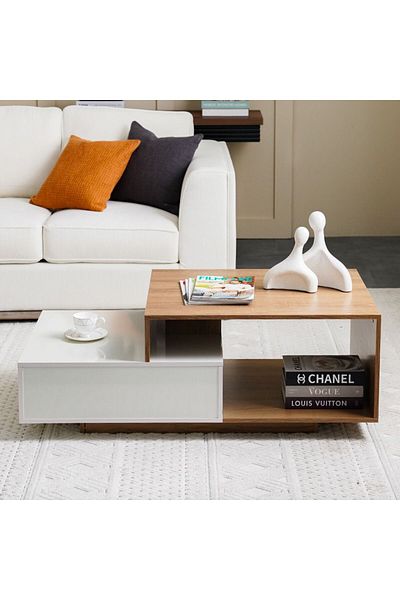 Danube Home Xavier Coffee Table  L60xW120xH45cm - Almond / Off White