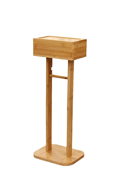 sharpdo Multifunctional Rotatable Multi-Layer Toilet Paper Holder, Floor-Standing Solid Wood Roll Holder