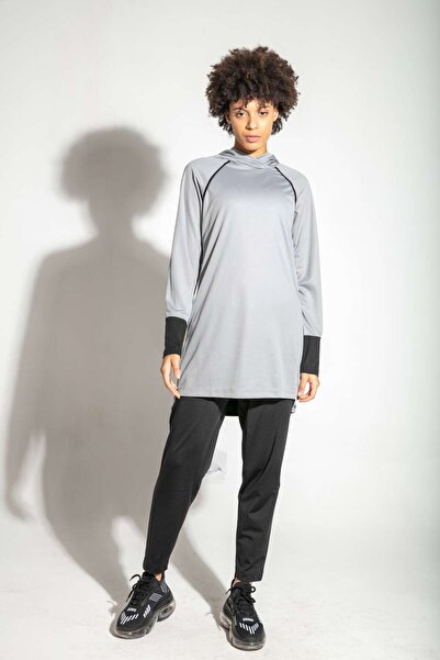 FD SPORTS Gray Quick Dry Hooded Zippered Sweatpants