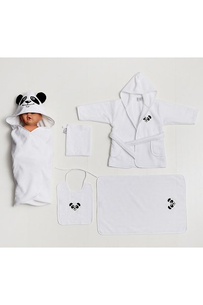 AİRYCOT 5 Parça Bebek Bornoz Seti  Panda