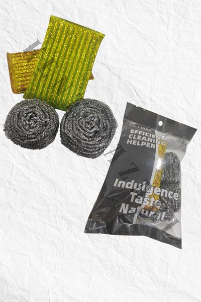 Kent Pazarı 4 Piece Dish Scrubbing Wire Set - Dish Sponge and Steel Stainless Wire
