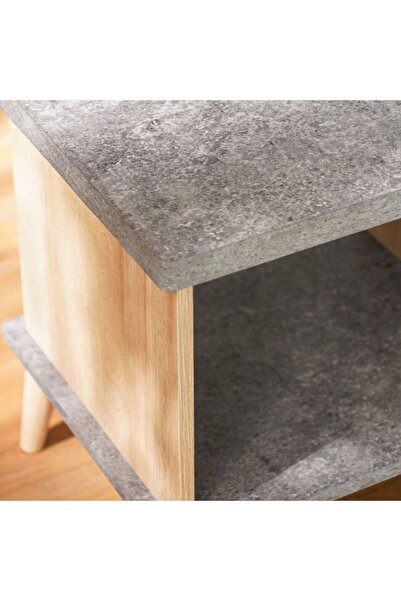 Danube Home Eden End Table  L48xW39.5xH50cm - Oak & Cement