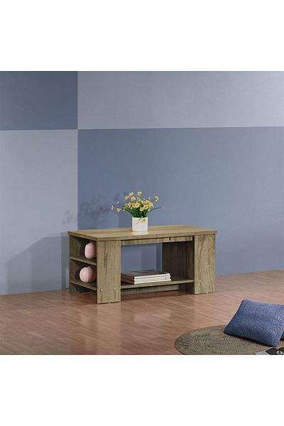 Danube Home Athens Coffee Table W/Open Shelves L90xW46xH43cm - Light Oak