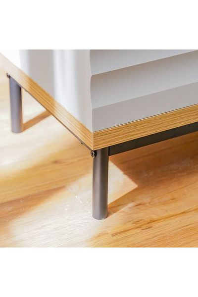 Danube Home Delmar End Table with 1 Door Storage  L48xW40xH55cm - Natural/Grey