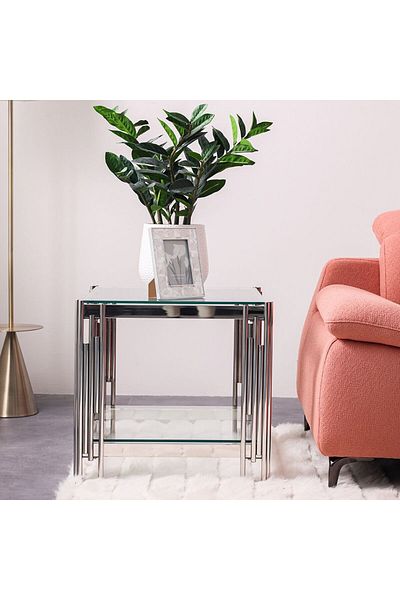Danube Home Naill End Table  L55xW55xH55cm - Stainless Steel