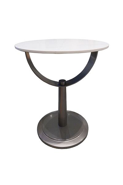 Danube Home Dustin End Table  L45xW45xH56cm - White/Gunmetal Black