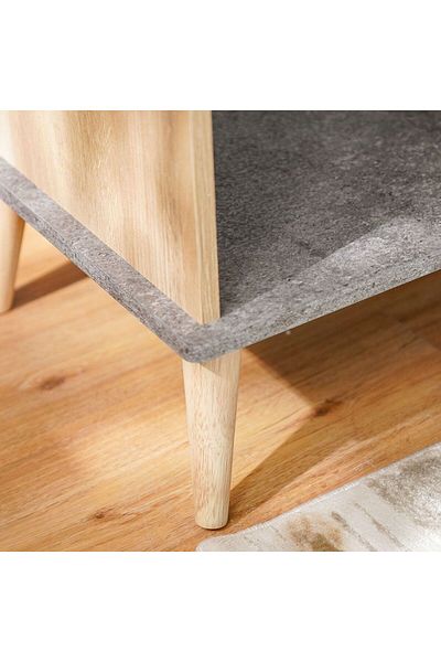 Danube Home Eden End Table  L48xW39.5xH50cm - Oak & Cement
