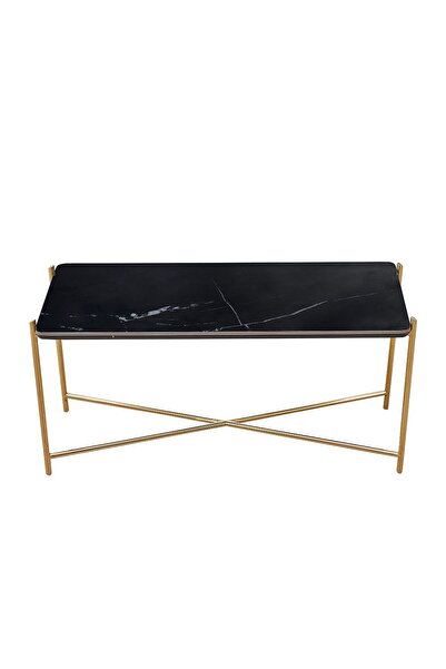Danube Home Kenn Sintered Stone High Coffee Table  L120xW45xH60cm - Black/Gold