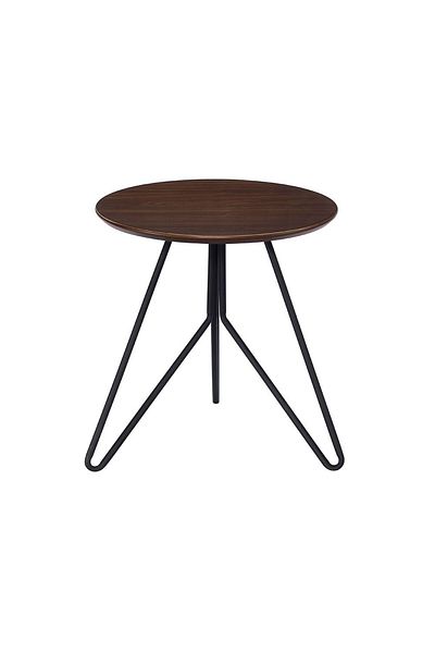 Danube Home Jace Round End  Table  L45xW45xH48cm - Walnut / Black