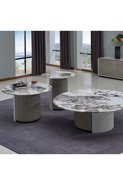 Danube Home Hesdin Round Medium Coffee Table  L80xW80xH40cm - Light Grey