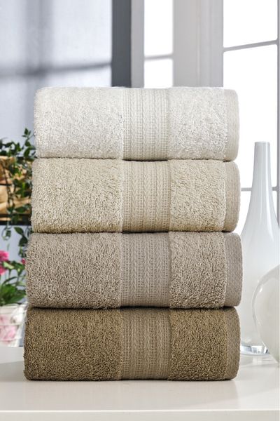 Formeya Set mit 4 Hand- und Gesichtstüchern aus 100 % Baumwolle, 50 x 85 cm