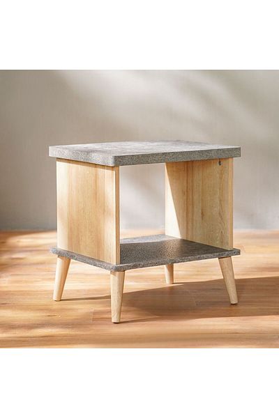 Danube Home Eden End Table  L48xW39.5xH50cm - Oak & Cement