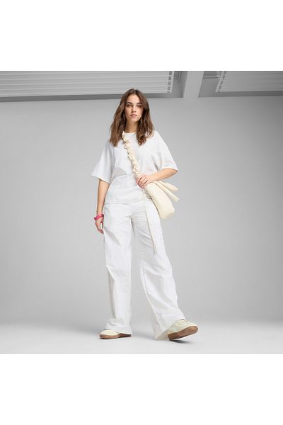 Puma Dare to Relaxed Woven Zippered Women's White Sweatpants